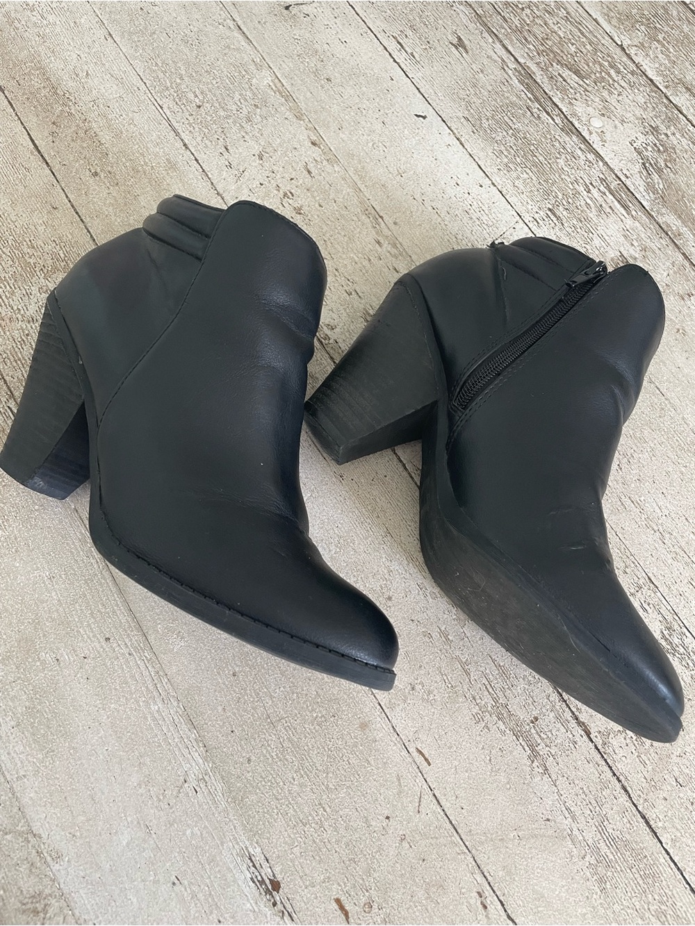 Women's Black Ankle Booties with Block Heel